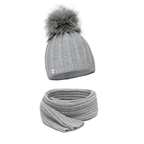ELIMELI Kaschmir Mütze Schal Damen Winter Set