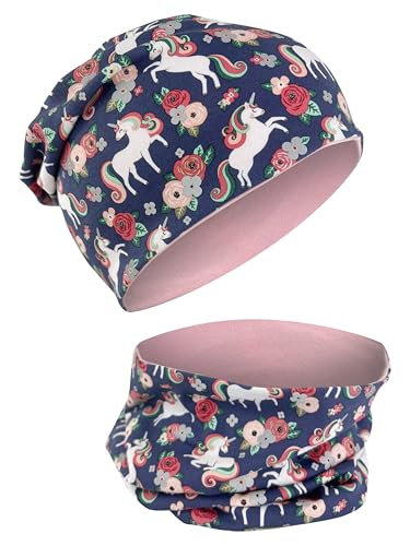 HECKBO Einhorn Mütze & Loop Schal Set