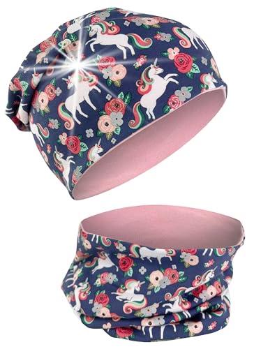 HECKBO Einhorn Mütze & Loop Schal Set