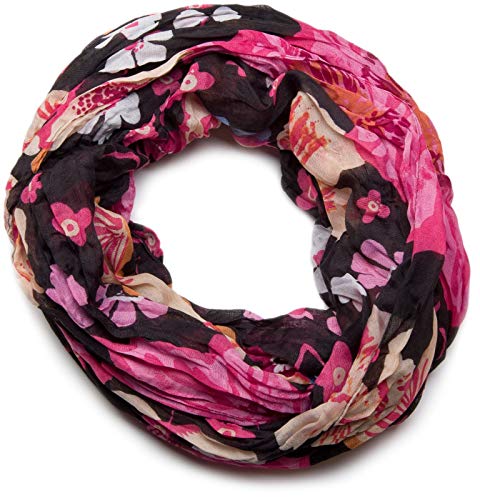 styleBREAKER Loop Schlauchschal Blumen Schwarz-Pink